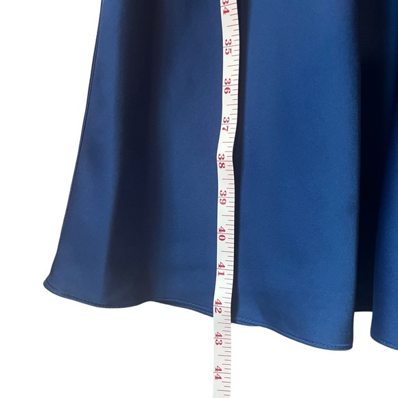 J. Crew Satin Fit and Flare Blue Surplice Neckline Dress Size 12 - Picture 7 of 8